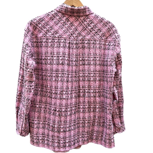 Charlie Luciano Milano Tweed Shirt Jacket Pink Size Small - Picture 15 of 16